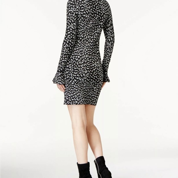 Michael Kors Metallic Cheetah Print Bell Sleeve Bodycon Dress - Picture 2 of 7
